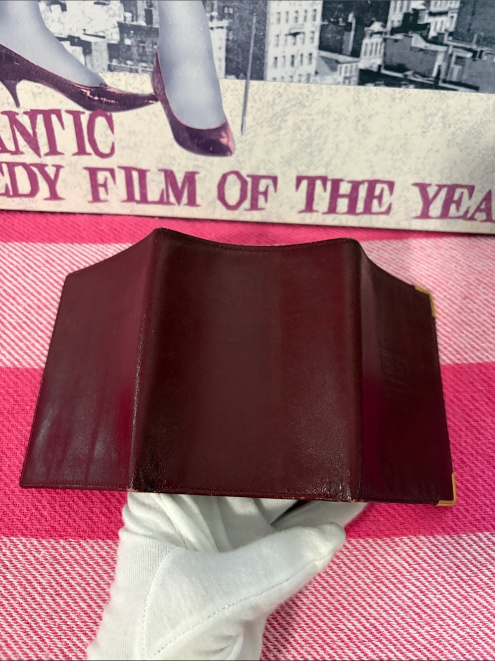 Givenchy Embossed Burgundy Leather Card Holder with Gold Corners - Picture 10 of 10